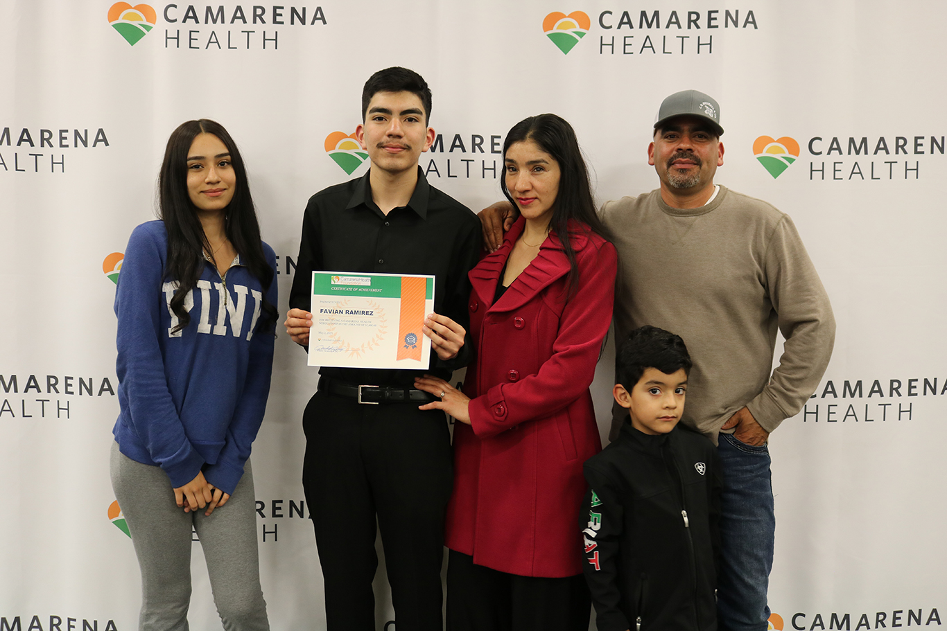 Camarena Health Scholarship Award Recipient Favian Ramirez and Family